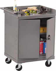 Tennsco - 1,000 Lb Capacity, 1 Shelf, 2 Door Mobile Bench - 33" Wide x 25" Deep x 43" High, Steel - USA Tool & Supply