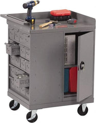 Tennsco - 1,000 Lb Capacity, 1 Shelf, 1 Door Mobile Bench - 33" Wide x 25" Deep x 43" High, Steel - USA Tool & Supply