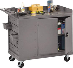 Tennsco - 1,000 Lb Capacity, 1 Shelf, 20 Bin, 1 Door Mobile Bench - 45" Wide x 25" Deep x 43" High, Steel - USA Tool & Supply