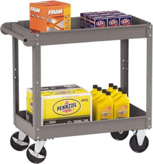 Tennsco - 150 Lb Capacity, 30" Wide x 16" Long x 32" High Service Cart - 2 Shelf, Steel, 2 Rigid/2 Swivel Casters - USA Tool & Supply