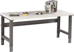 Tennsco - 60 Wide x 36" Deep x 33-3/4" High, Plastic Laminate Workbench - Adjustable Height Legs, Medium Gray - USA Tool & Supply
