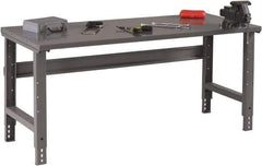 Tennsco - 60 Wide x 30" Deep x 33-1/2" High, 12 Gauge Steel Workbench - Adjustable Height Legs, Medium Gray - USA Tool & Supply