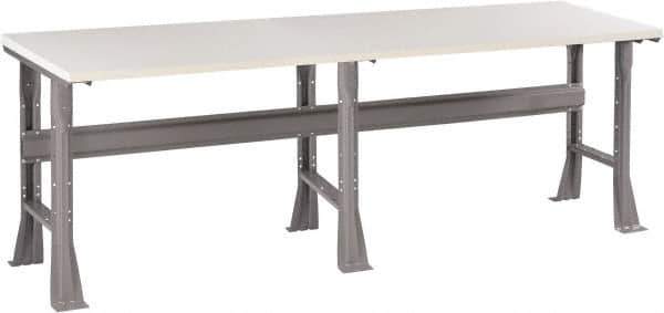 Tennsco - 96 Wide x 30" Deep x 33-1/2" High, Plastic Laminate Workbench - Fixed Flared Legs, Medium Gray - USA Tool & Supply