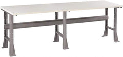Tennsco - 96 Wide x 30" Deep x 33-1/2" High, Plastic Laminate Workbench - Fixed Flared Legs, Medium Gray - USA Tool & Supply
