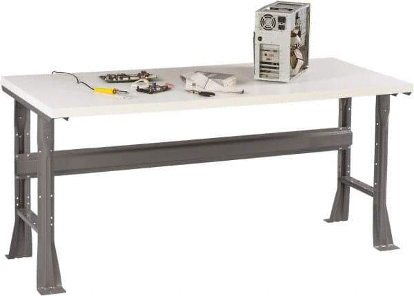 Tennsco - 72 Wide x 30" Deep x 33-1/2" High, Plastic Laminate Workbench - Fixed Flared Legs, Medium Gray - USA Tool & Supply