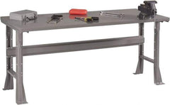 Tennsco - 60 Wide x 30" Deep x 33-1/2" High, 12 Gauge Steel Workbench - Fixed Flared Legs, Medium Gray - USA Tool & Supply