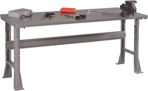 Tennsco - 48 Wide x 30" Deep x 33-1/2" High, 12 Gauge Steel Workbench - Fixed Flared Legs, Medium Gray - USA Tool & Supply