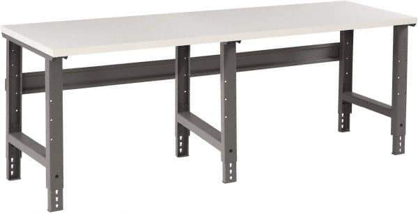 Tennsco - 96 Wide x 36" Deep x 33-3/4" High, Plastic Laminate Workbench - Adjustable Height Legs, Medium Gray - USA Tool & Supply