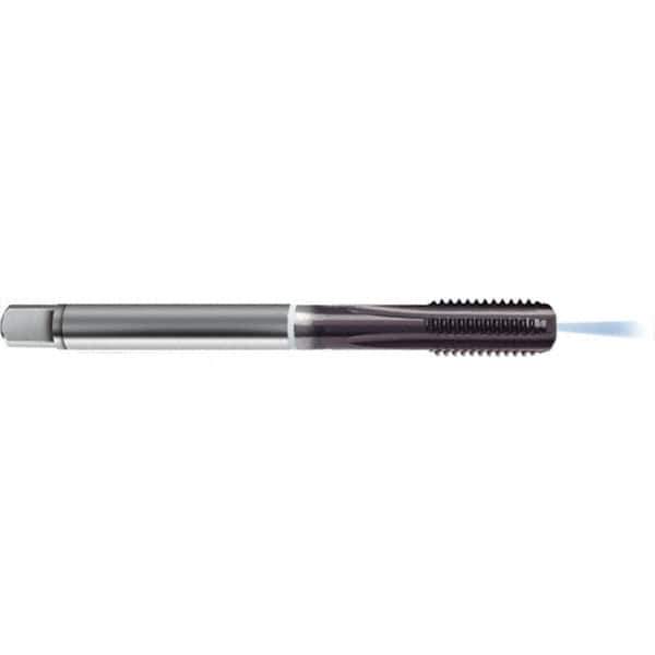Guhring - #10-32 UNF 2B 4 Flute TiAlN Finish High Speed Steel Straight Flute Standard Hand Tap - Modified Bottoming, Right Hand Thread, 70mm OAL, H3/H4 Limit, Through Coolant - Exact Industrial Supply
