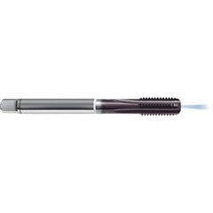 Guhring - #10-32 UNF 2B 4 Flute TiAlN Finish High Speed Steel Straight Flute Standard Hand Tap - Modified Bottoming, Right Hand Thread, 70mm OAL, H3/H4 Limit, Through Coolant - Exact Industrial Supply