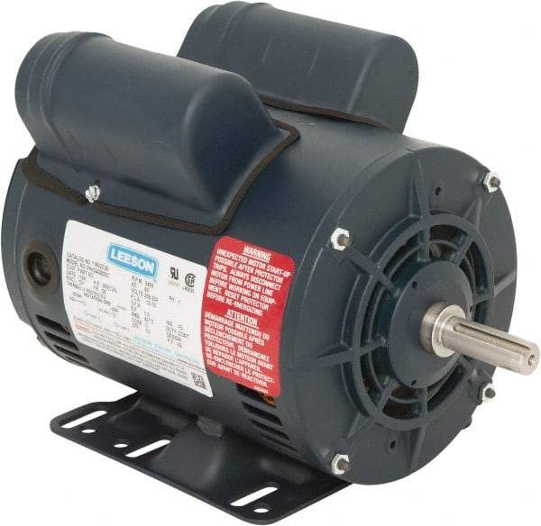 Leeson - 1/2 Max hp, 3,600 Max RPM, Electric AC DC Motor - 230 V Input, Single Phase, 56 Frame, 5/8" Shaft Diam, Rigid Base Mount, ODP Enclosure - USA Tool & Supply