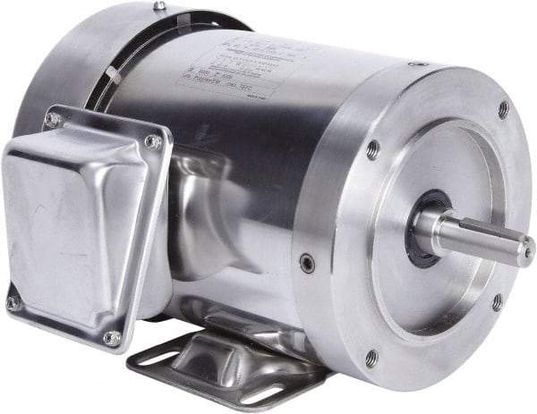 Leeson - 2 Max hp, 3,600 Max RPM, Premium Efficient Electric AC DC Motor - 230/460 V Input, Three Phase, 56HC Frame, 5/8" Shaft Diam, C-Face with Base Mount, TEFC Enclosure - USA Tool & Supply
