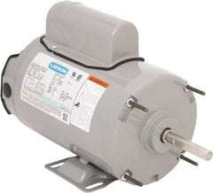 Leeson - 1/3 Max hp, 1,625 Max RPM, Electric AC DC Motor - 115/230 V Input, Single Phase, 48Y Frame, 1/2" Shaft Diam, Rigid Base Mount, TEAO Enclosure - USA Tool & Supply