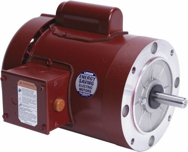 Leeson - 1 Max hp, 1,800 Max RPM, Electric AC DC Motor - 115/208-230 V Input, Single Phase, 56C Frame, 5/8" Shaft Diam, C-Face Mount, TEFC Enclosure - USA Tool & Supply