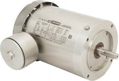 Leeson - 1 Max hp, 1,800 Max RPM, Premium Efficient Electric AC DC Motor - 230/460 V Input, Three Phase, 56C Frame, 5/8" Shaft Diam, C-Face Mount, TEFC Enclosure - USA Tool & Supply