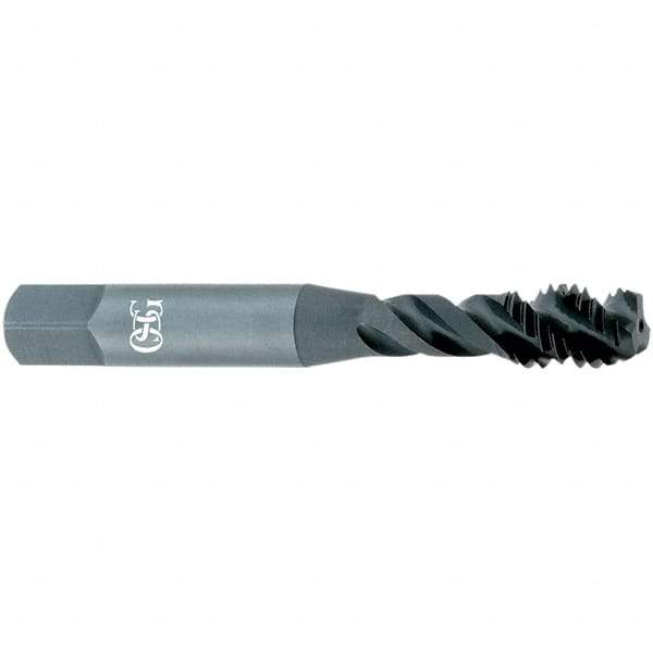OSG - 3/8-16 UNC, 3 Flute, 15° Helix, Semi-Bottoming Chamfer, Oxide Finish, Powdered Metal Spiral Flute STI Tap - Right Hand Flute, 3-3/8" OAL, 0.367" Shank Diam, 1-21/32" Thread Length, Series 315 - Exact Industrial Supply