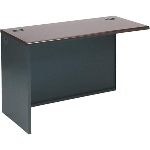 Hon - Steel-Reinforced High-Pressure Laminate Return/Bridge Shell Desk - 48" Wide x 24" Deep x 29-1/2" High, Mahogany/Charcoal - USA Tool & Supply