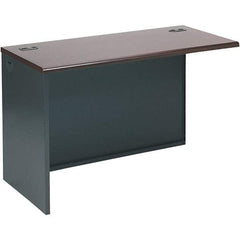 Hon - Steel-Reinforced High-Pressure Laminate Return/Bridge Shell Desk - 48" Wide x 24" Deep x 29-1/2" High, Mahogany/Charcoal - USA Tool & Supply