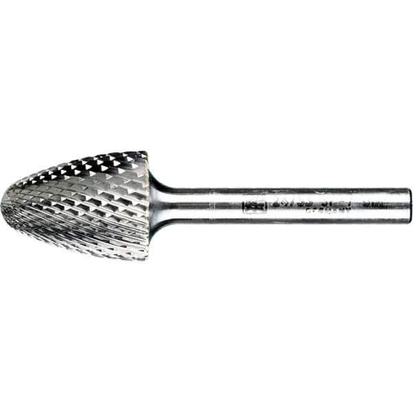 PFERD - 3/4" Cut Diam, 1/4" Shank Diam, Tree with Radius Head Diamond Cut Burr - Tungsten Carbide, 1" LOC, 2-3/4" OAL - USA Tool & Supply