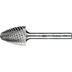 PFERD - 3/4" Cut Diam, 1/4" Shank Diam, Tree with Radius Head Diamond Cut Burr - Tungsten Carbide, 1" LOC, 2-3/4" OAL - USA Tool & Supply
