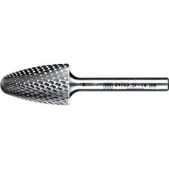PFERD - 3/4" Cut Diam, 1/4" Shank Diam, Tree with Radius Head Diamond Cut Burr - Tungsten Carbide, 1-1/4" LOC, 3" OAL - USA Tool & Supply