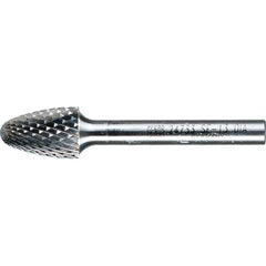 PFERD - 1/2" Cut Diam, 1/4" Shank Diam, Tree with Radius Head Diamond Cut Burr - Tungsten Carbide, 3/4" LOC, 2-1/2" OAL - USA Tool & Supply