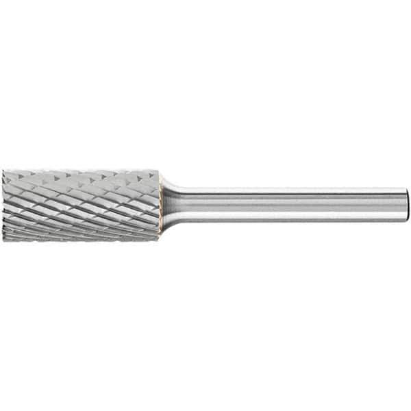 PFERD - 7/16" Cut Diam, 1/4" Shank Diam, Cylinder with End Cut Head Double Cut Burr - Tungsten Carbide, 1" LOC, 2-3/4" OAL - USA Tool & Supply