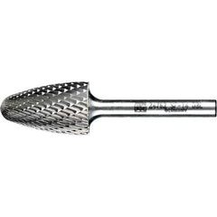 PFERD - 3/4" Cut Diam, 1/4" Shank Diam, Tree with Radius Head Double Cut Burr - Tungsten Carbide, 1-1/4" LOC, 3" OAL - USA Tool & Supply