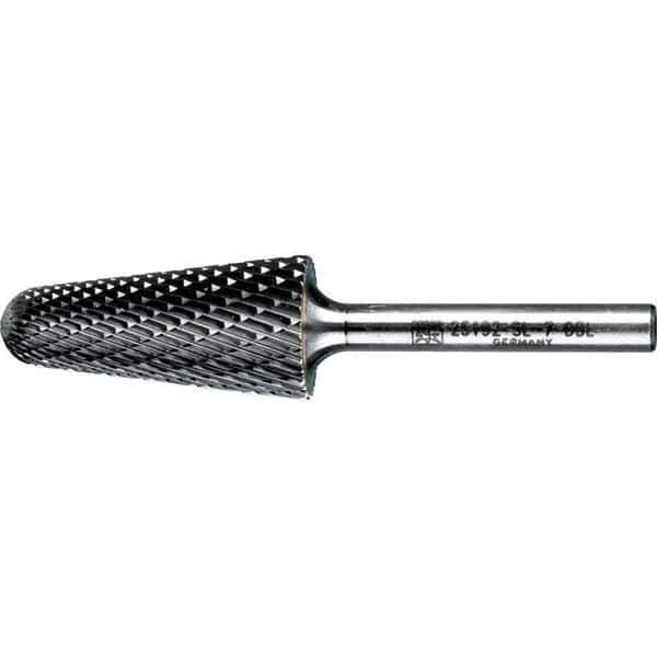 PFERD - 3/4" Cut Diam, 1/4" Shank Diam, 14° Taper Head Double Cut Burr - Tungsten Carbide, 1-1/2" LOC, 3-7/16" OAL - USA Tool & Supply