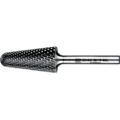 PFERD - 3/4" Cut Diam, 1/4" Shank Diam, 14° Taper Head Double Cut Burr - Tungsten Carbide, 1-1/2" LOC, 3-7/16" OAL - USA Tool & Supply