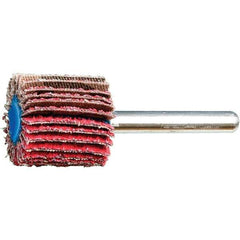 PFERD - 1" Diam x 1" Face Width, Ceramic Coated Mounted Flap Wheel - 1/4" Shank Mount, 40 Grit, 25,000 Max RPM - USA Tool & Supply