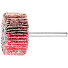 PFERD - 1-1/2" Diam x 1" Face Width, Ceramic Coated Mounted Flap Wheel - 1/4" Shank Mount, 40 Grit, 25,000 Max RPM - USA Tool & Supply