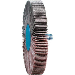 PFERD - 3" Diam x 1/2" Face Width, Aluminum Oxide Coated Mounted Flap Wheel - 1/4-20 Threaded Mount, 120 Grit, 20,000 Max RPM - USA Tool & Supply