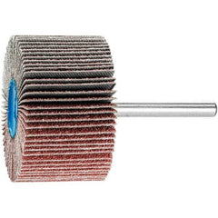 PFERD - 2" Diam x 1" Face Width, Aluminum Oxide Coated Mounted Flap Wheel - 1/4" Shank Mount, 60 Grit, 23,000 Max RPM - USA Tool & Supply