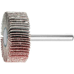 PFERD - 1-1/2" Diam x 1/2" Face Width, Aluminum Oxide Coated Mounted Flap Wheel - 1/4" Shank Mount, 60 Grit, 23,000 Max RPM - USA Tool & Supply