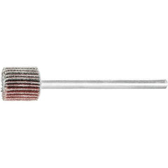 PFERD - 3/8" Diam x 3/8" Face Width, Aluminum Oxide Coated Mounted Flap Wheel - 1/8" Shank Mount, 180 Grit, 75,000 Max RPM - USA Tool & Supply