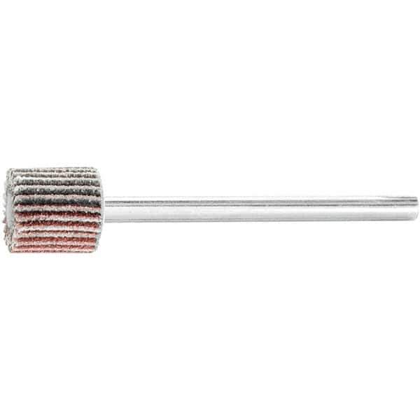 PFERD - 3/8" Diam x 3/8" Face Width, Aluminum Oxide Coated Mounted Flap Wheel - 1/8" Shank Mount, 120 Grit, 75,000 Max RPM - USA Tool & Supply
