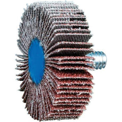 PFERD - 1-1/2" Diam x 1/2" Face Width, Aluminum Oxide Coated Mounted Flap Wheel - 1/4-20 Threaded Mount, 60 Grit, 23,000 Max RPM - USA Tool & Supply
