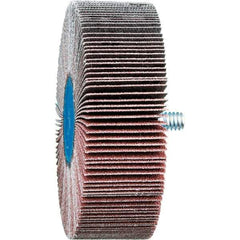 PFERD - 3" Diam x 1" Face Width, Aluminum Oxide Coated Mounted Flap Wheel - 1/4-20 Threaded Mount, 120 Grit, 20,000 Max RPM - USA Tool & Supply