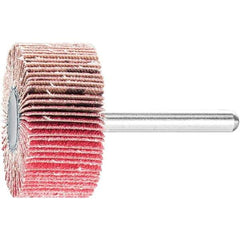 PFERD - 1-1/2" Diam x 1" Face Width, Ceramic Coated Mounted Flap Wheel - 1/4" Shank Mount, 120 Grit, 25,000 Max RPM - USA Tool & Supply