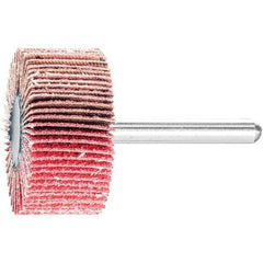 PFERD - 1-1/2" Diam x 1" Face Width, Ceramic Coated Mounted Flap Wheel - 1/4" Shank Mount, 80 Grit, 25,000 Max RPM - USA Tool & Supply