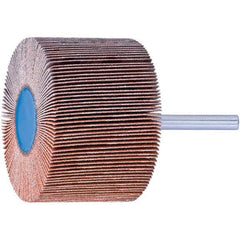 PFERD - 1" Diam x 1" Face Width, Ceramic Coated Mounted Flap Wheel - 1/4" Shank Mount, 60 Grit, 25,000 Max RPM - USA Tool & Supply