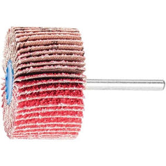 PFERD - 2" Diam x 1" Face Width, Ceramic Coated Mounted Flap Wheel - 1/4" Shank Mount, 40 Grit, 23,000 Max RPM - USA Tool & Supply