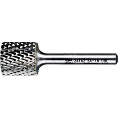 PFERD - 3/4" Cut Diam, 1/4" Shank Diam, Cylinder Head Double Cut Burr - Tungsten Carbide, 3/4" LOC, 2-1/2" OAL - USA Tool & Supply