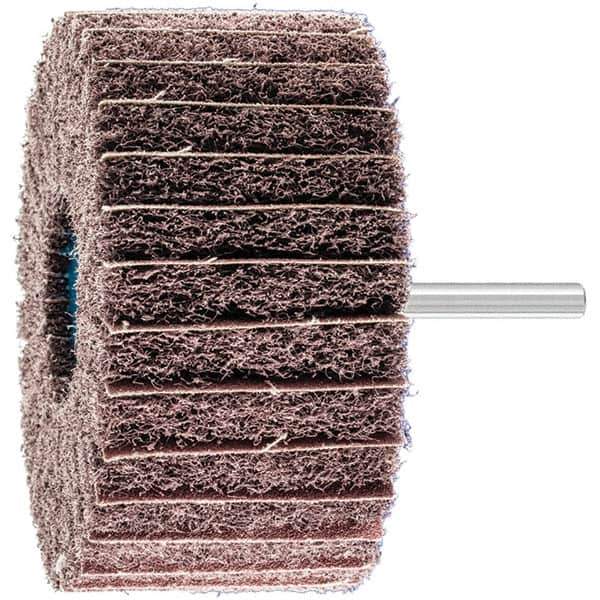 PFERD - 4" Diam x 2" Face Width, Aluminum Oxide Nonwoven Mounted Flap Wheel - 1/4" Shank Mount, 100 Grit, 6,000 Max RPM - USA Tool & Supply