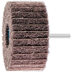 PFERD - 4" Diam x 2" Face Width, Aluminum Oxide Nonwoven Mounted Flap Wheel - 1/4" Shank Mount, 100 Grit, 6,000 Max RPM - USA Tool & Supply