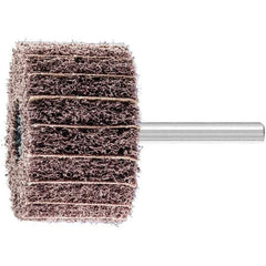 PFERD - 2" Diam x 1-1/4" Face Width, Aluminum Oxide Nonwoven Mounted Flap Wheel - 1/4" Shank Mount, 100 Grit, 12,000 Max RPM - USA Tool & Supply