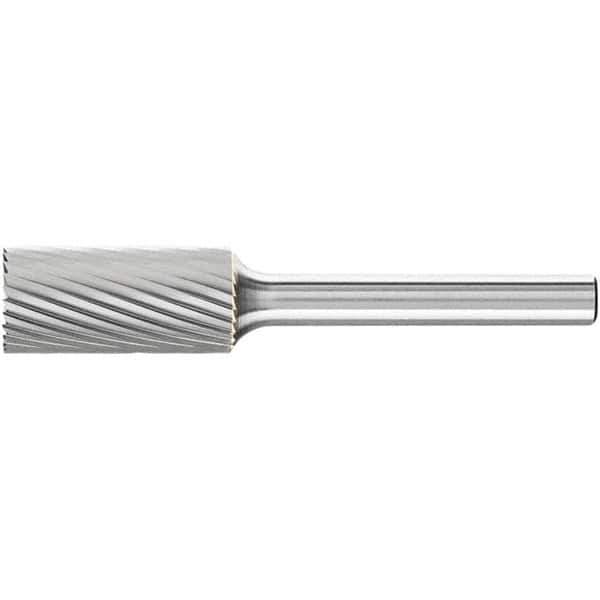 PFERD - 7/16" Cut Diam, 1/4" Shank Diam, Cylinder with End Cut Head Single Cut Burr - Tungsten Carbide, 1" LOC, 2-3/4" OAL - USA Tool & Supply