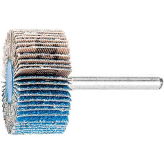 PFERD - 1-1/2" Diam x 1" Face Width, Aluminum Oxide Coated Mounted Flap Wheel - 1/4" Shank Mount, 60 Grit, 25,000 Max RPM - USA Tool & Supply