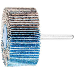 PFERD - 2-1/2" Diam x 1" Face Width, Aluminum Oxide Coated Mounted Flap Wheel - 1/4" Shank Mount, 60 Grit, 23,000 Max RPM - USA Tool & Supply